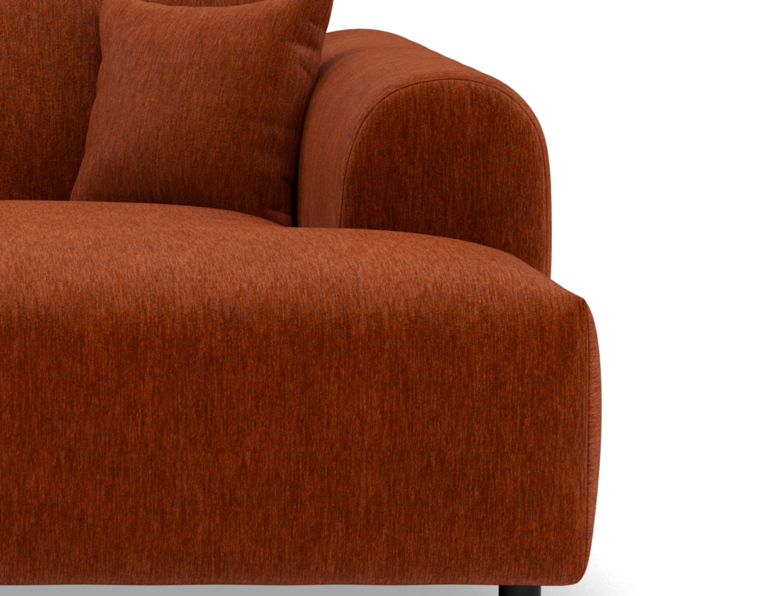 Canapé droit 4 places avec double méridienne assise profonde en velours texturé Aumance