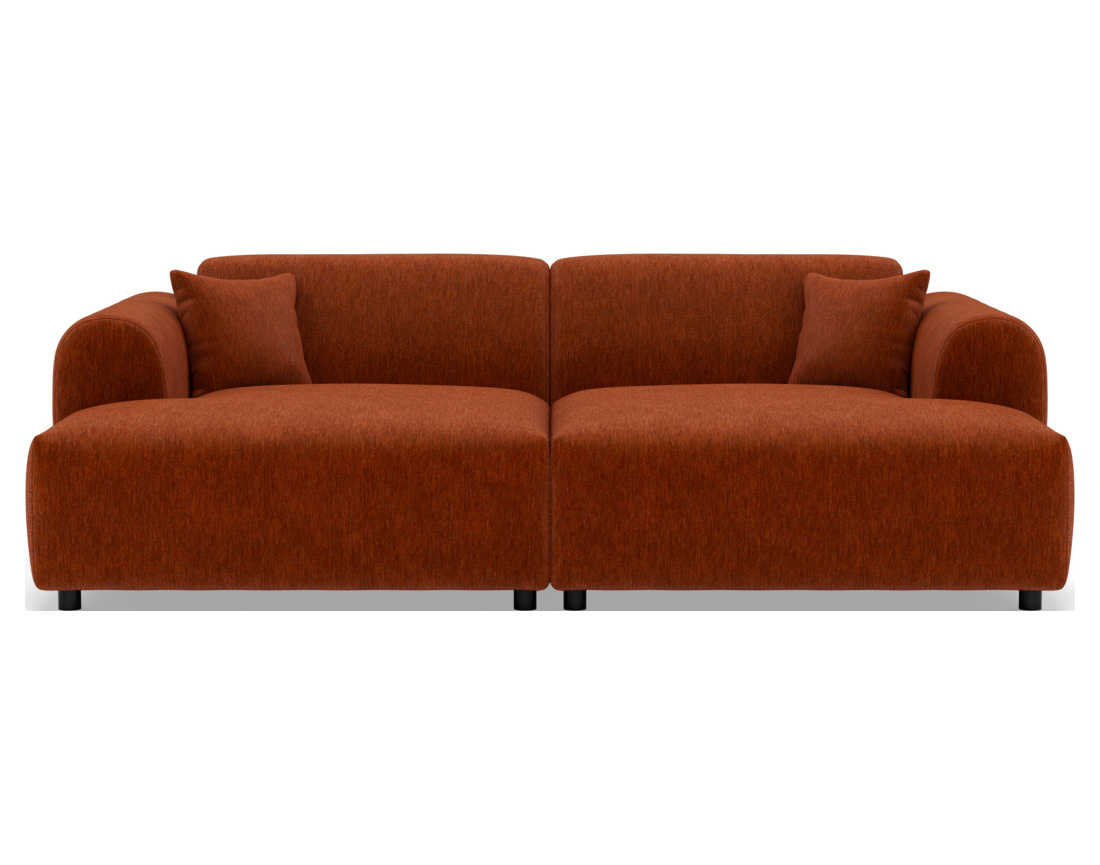 Canapé droit 4 places avec double méridienne assise profonde en velours texturé Aumance