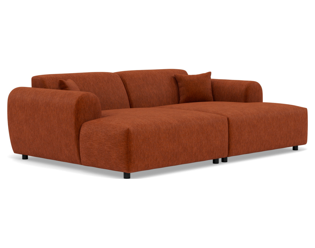 Canapé droit 4 places avec double méridienne assise profonde en velours texturé Aumance