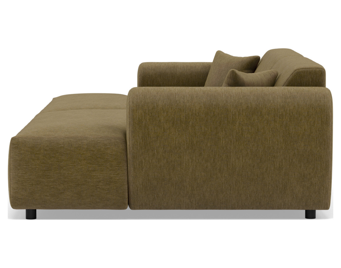 Canapé droit 4 places avec double méridienne assise profonde en velours texturé Aumance