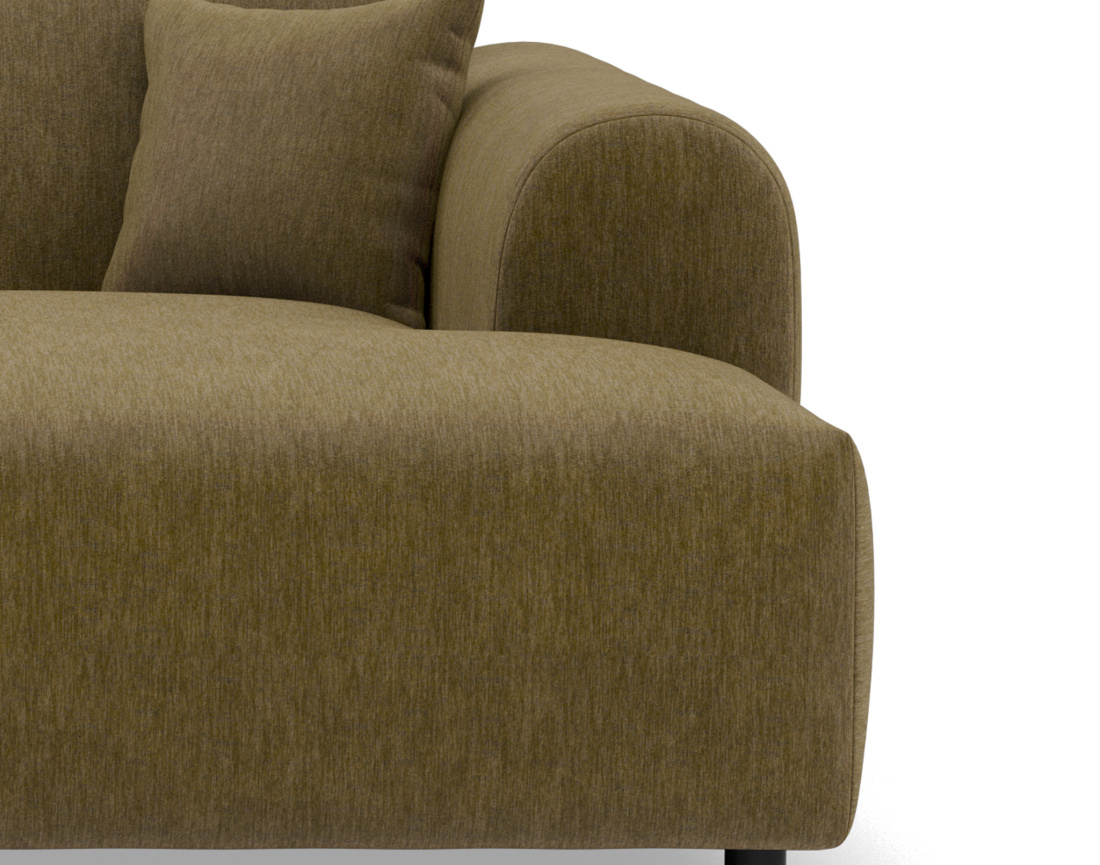 Canapé droit 4 places avec double méridienne assise profonde en velours texturé Aumance