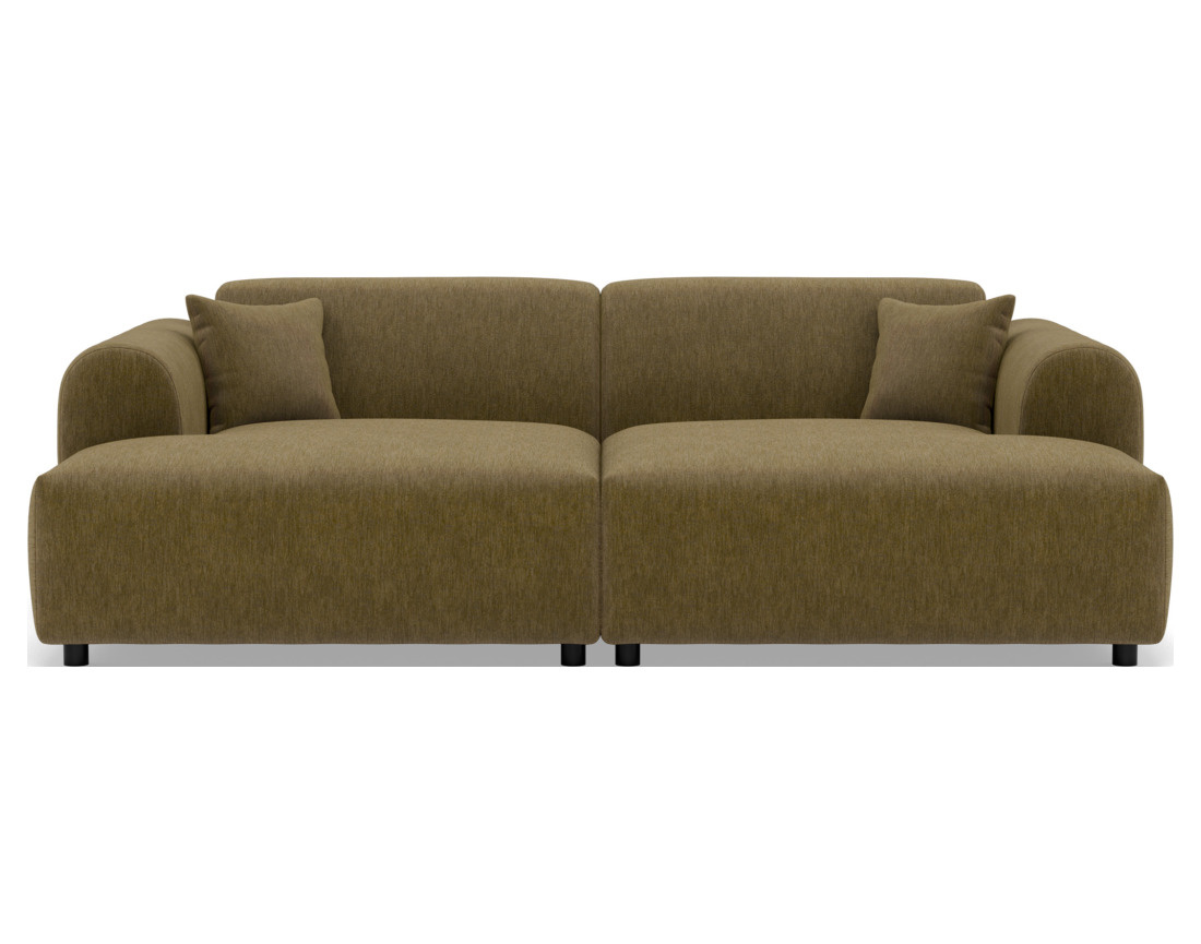 Canapé droit 4 places avec double méridienne assise profonde en velours texturé Aumance