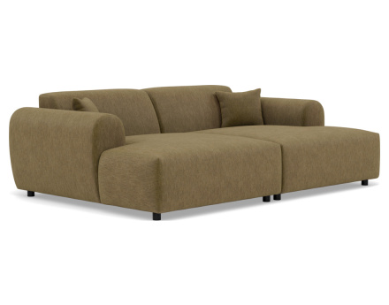 Canapé droit 4 places avec double méridienne assise profonde en velours texturé Aumance