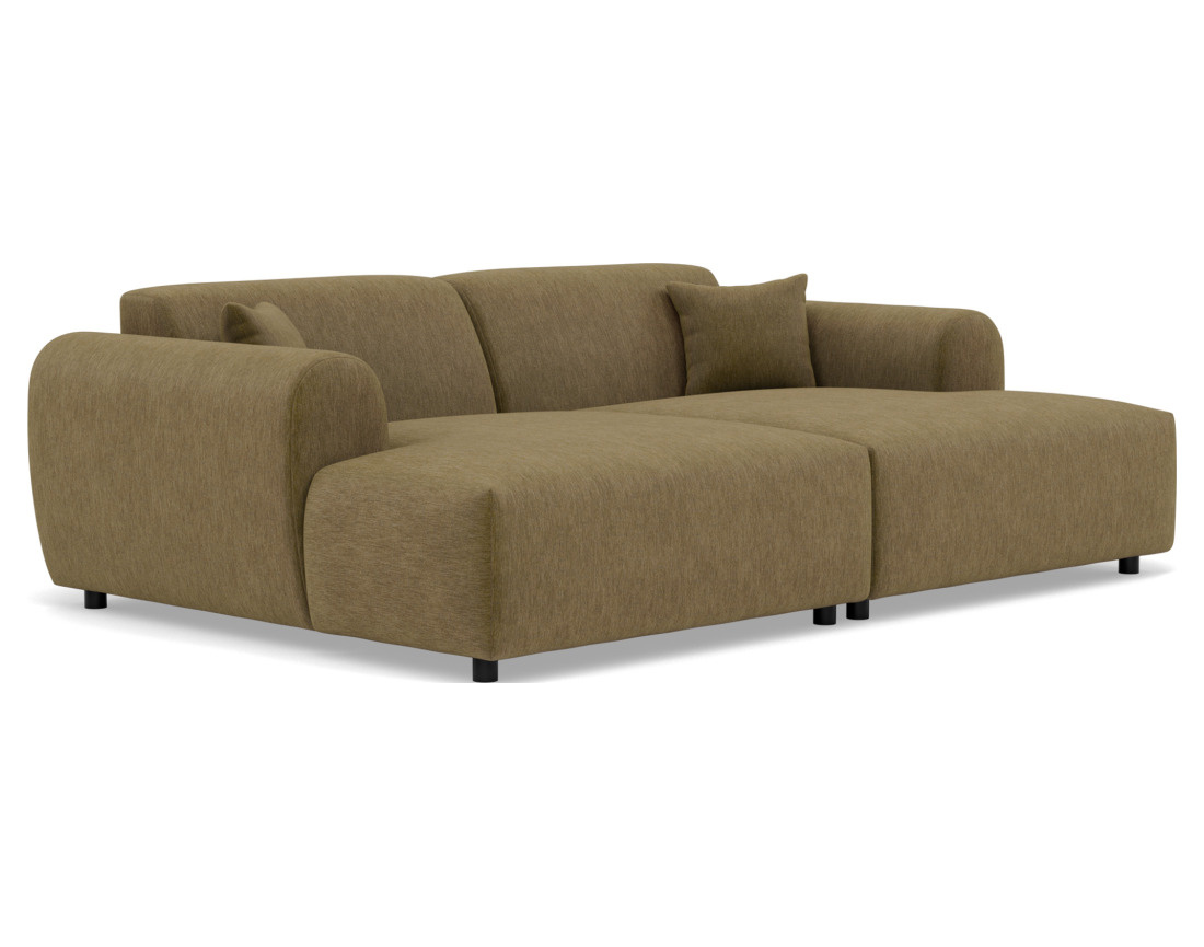 Canapé droit 4 places avec double méridienne assise profonde en velours texturé Aumance