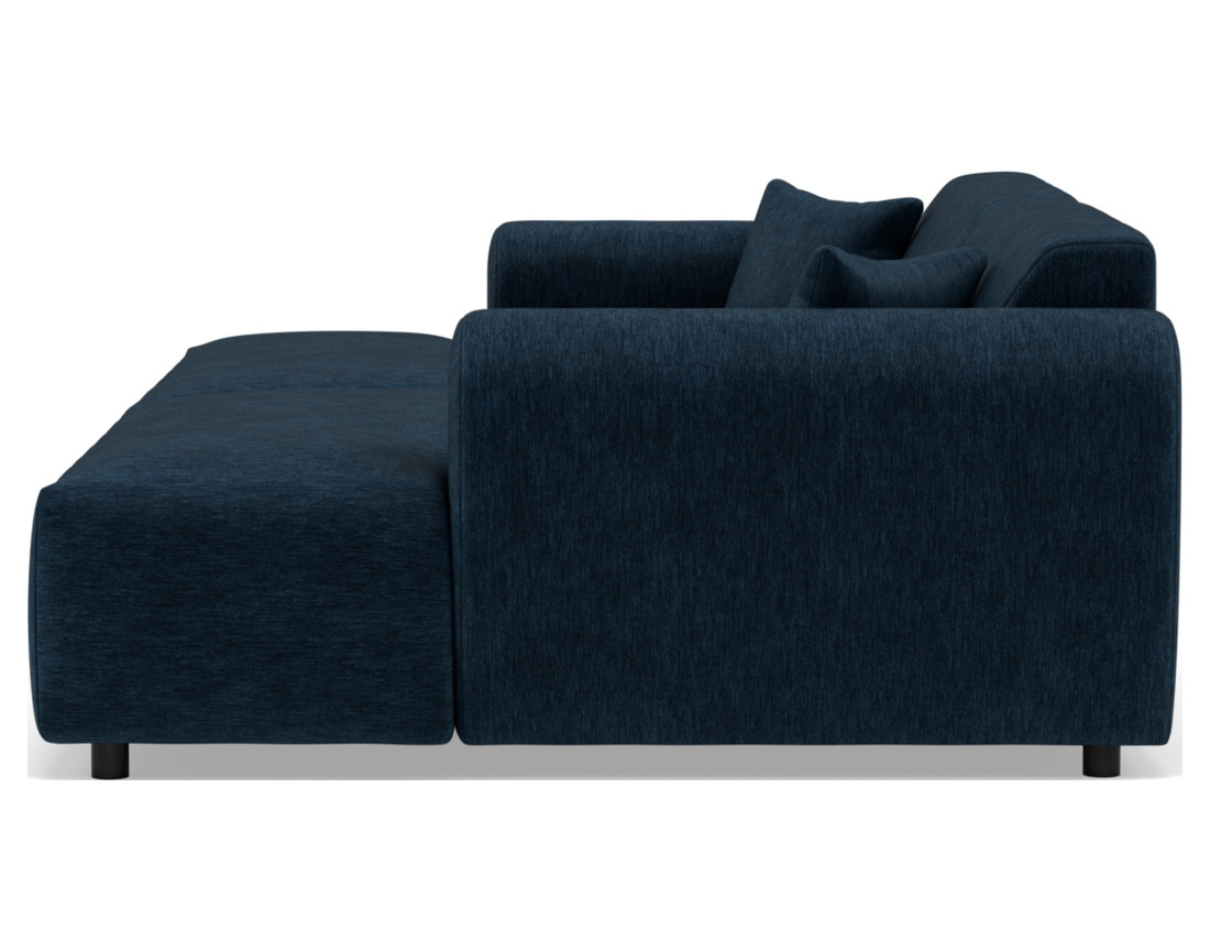 Canapé droit 4 places avec double méridienne assise profonde en velours texturé Aumance