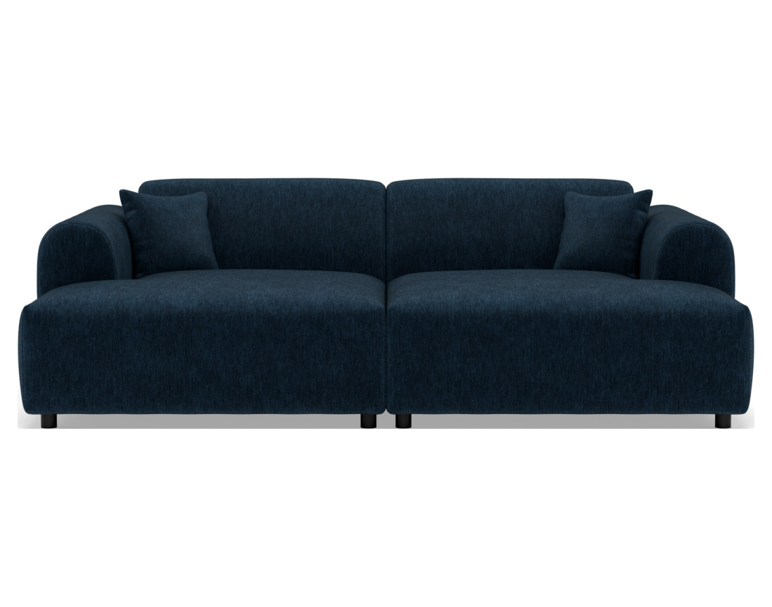 Canapé droit 4 places avec double méridienne assise profonde en velours texturé Aumance