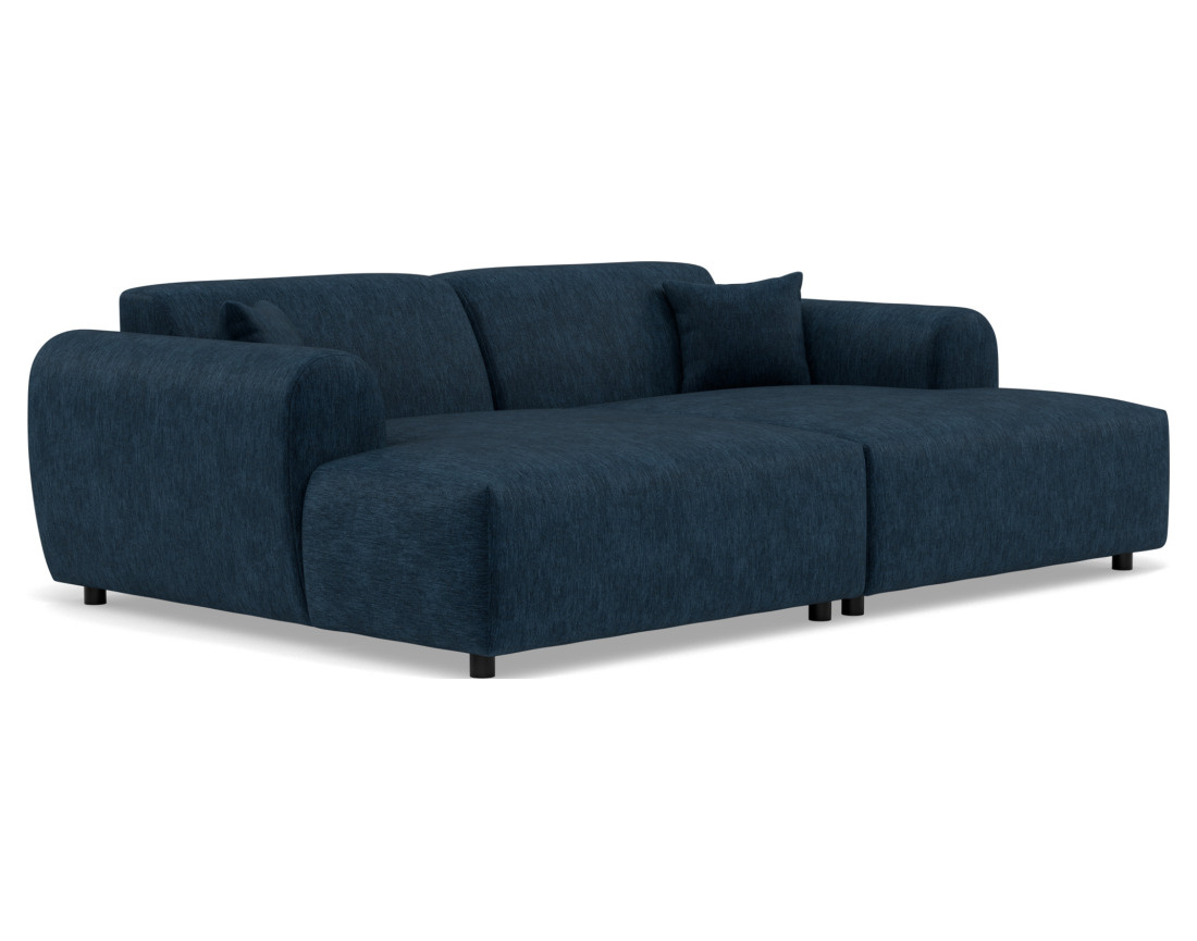 Canapé droit 4 places avec double méridienne assise profonde en velours texturé Aumance