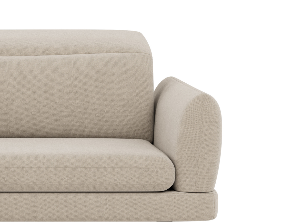Canapé d'angle gauche 4 places avec têtières réglables en tissu texturé Terry