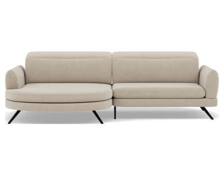 Canapé d'angle gauche 4 places avec têtières réglables en tissu texturé Terry
