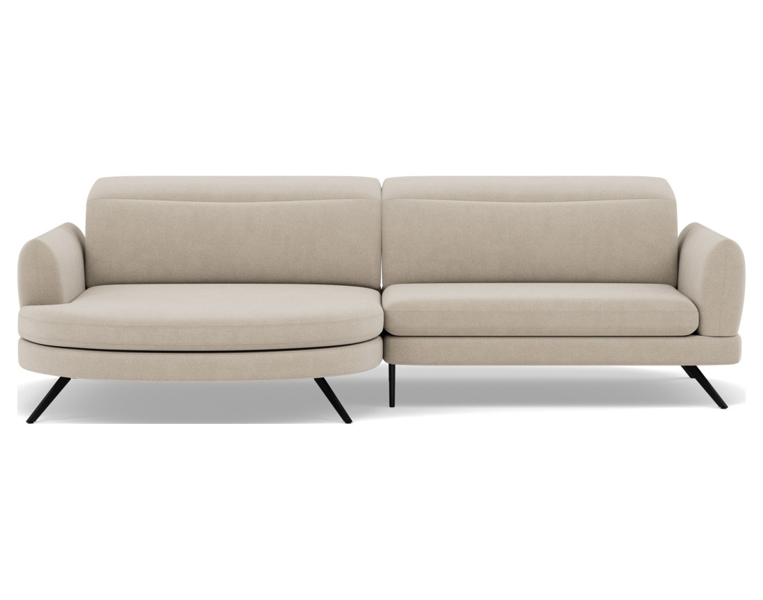 Canapé d'angle gauche 4 places avec têtières réglables en tissu texturé Terry