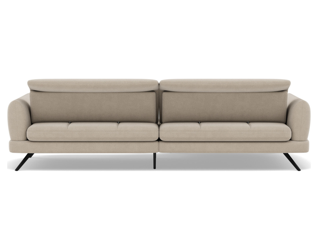 Canapé d'angle gauche 4 places avec têtières réglables en tissu texturé Terry