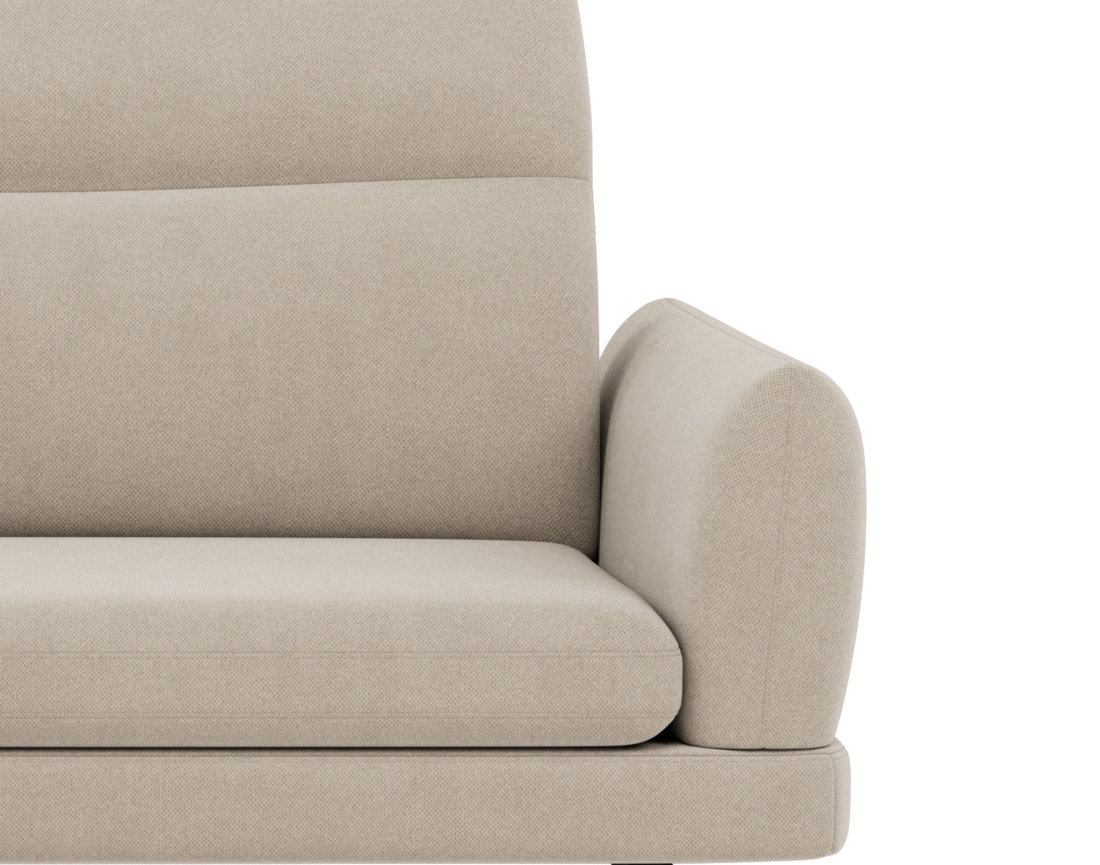 Canapé d'angle gauche 4 places avec têtières réglables en tissu texturé Terry