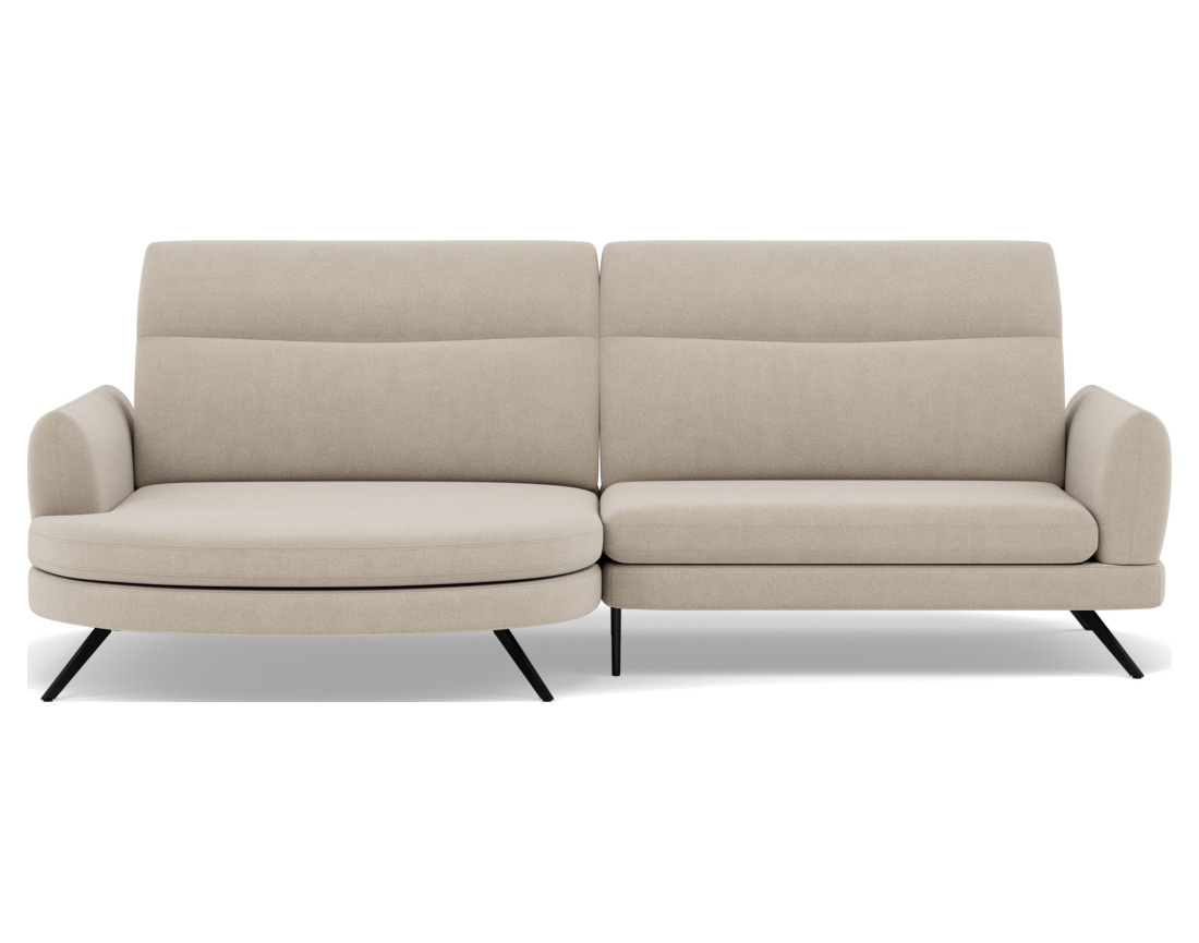 Canapé d'angle gauche 4 places avec têtières réglables en tissu texturé Terry