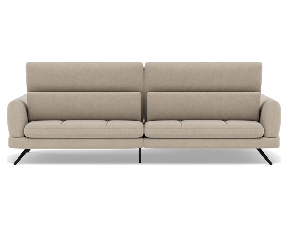 Canapé d'angle gauche 4 places avec têtières réglables en tissu texturé Terry