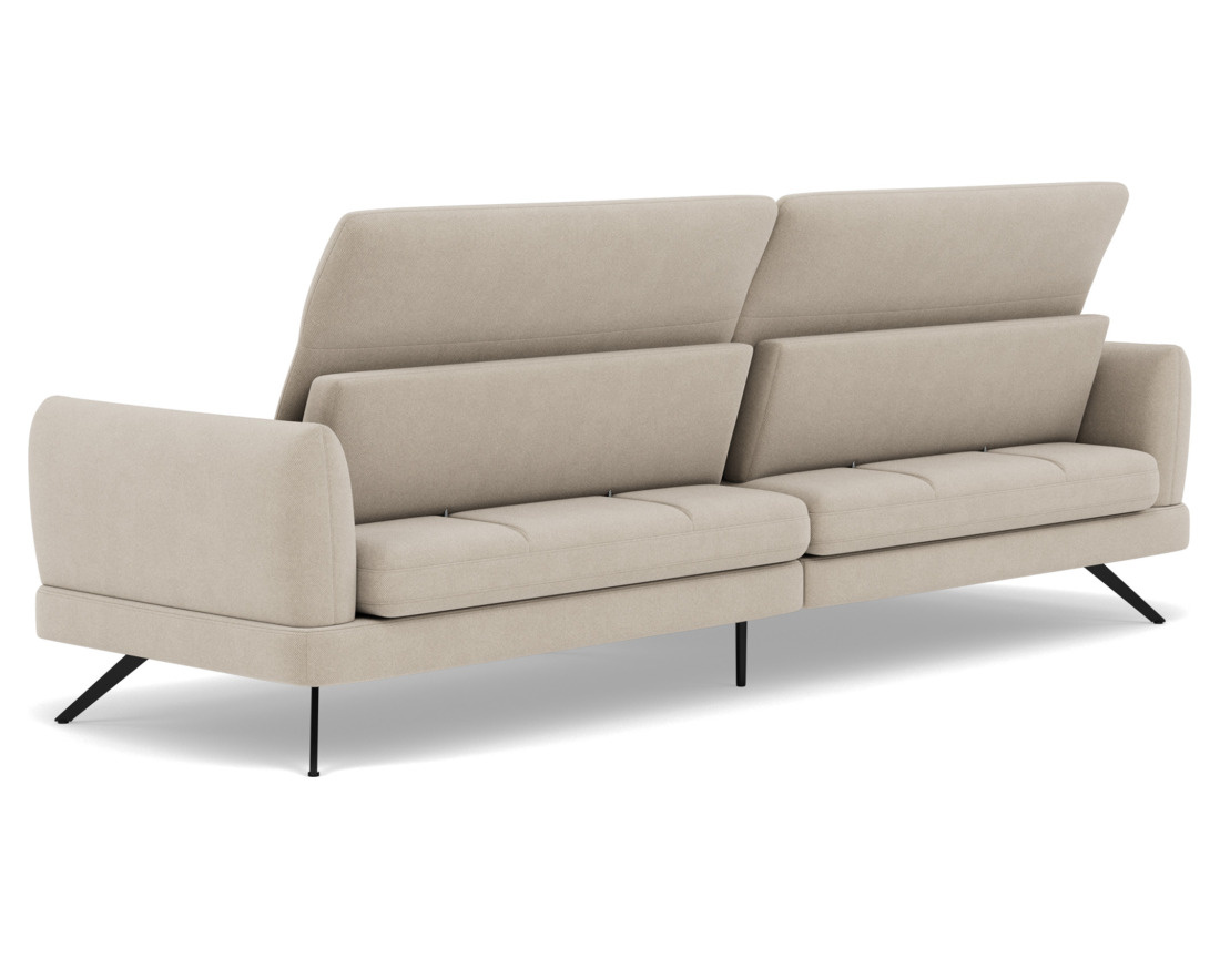 Canapé d'angle gauche 4 places avec têtières réglables en tissu texturé Terry