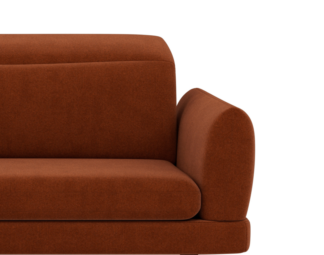 Canapé d'angle gauche 4 places avec têtières réglables en tissu texturé Terry