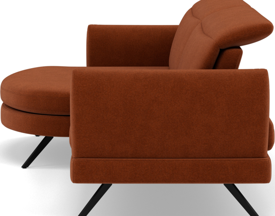 Canapé d'angle gauche 4 places avec têtières réglables en tissu texturé Terry