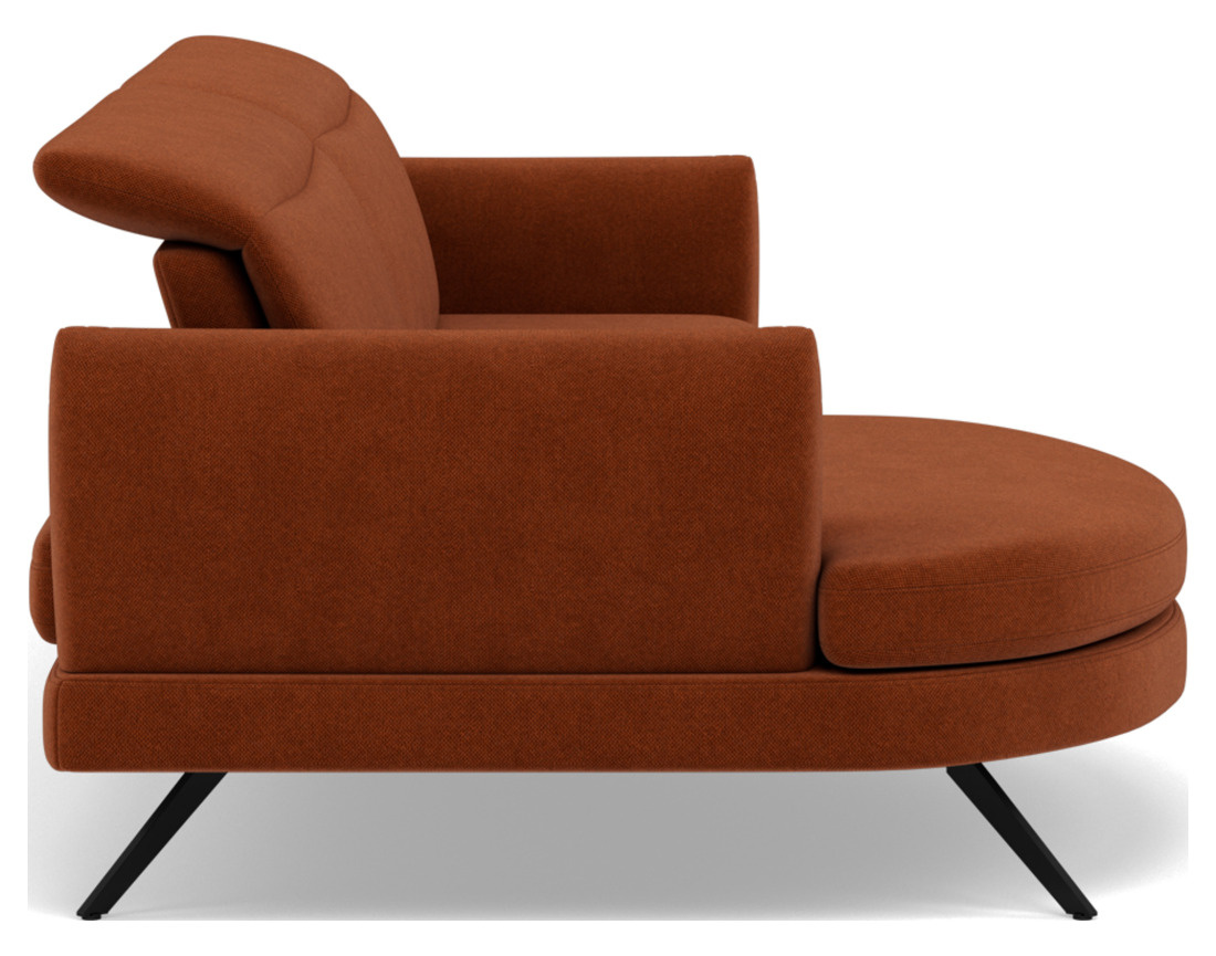 Canapé d'angle gauche 4 places avec têtières réglables en tissu texturé Terry