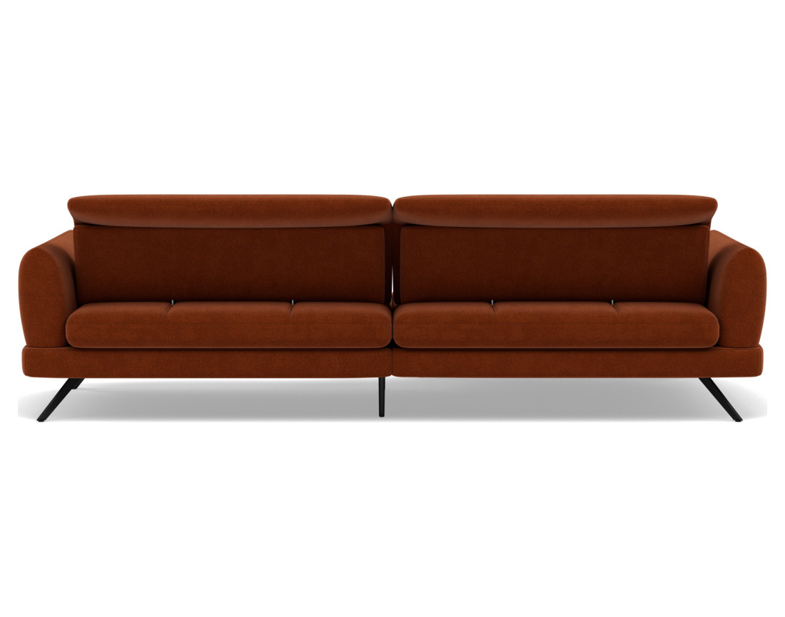 Canapé d'angle gauche 4 places avec têtières réglables en tissu texturé Terry