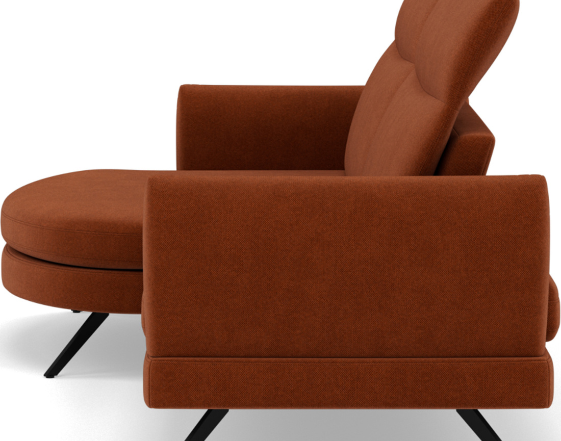 Canapé d'angle gauche 4 places avec têtières réglables en tissu texturé Terry