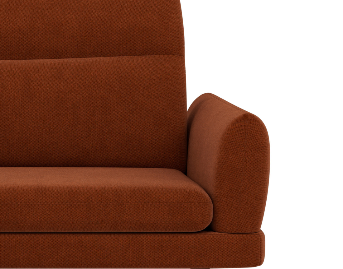 Canapé d'angle gauche 4 places avec têtières réglables en tissu texturé Terry