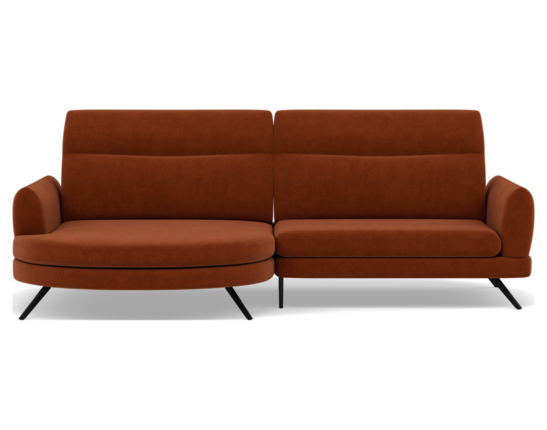 Canapé d'angle gauche 4 places avec têtières réglables en tissu texturé Terry