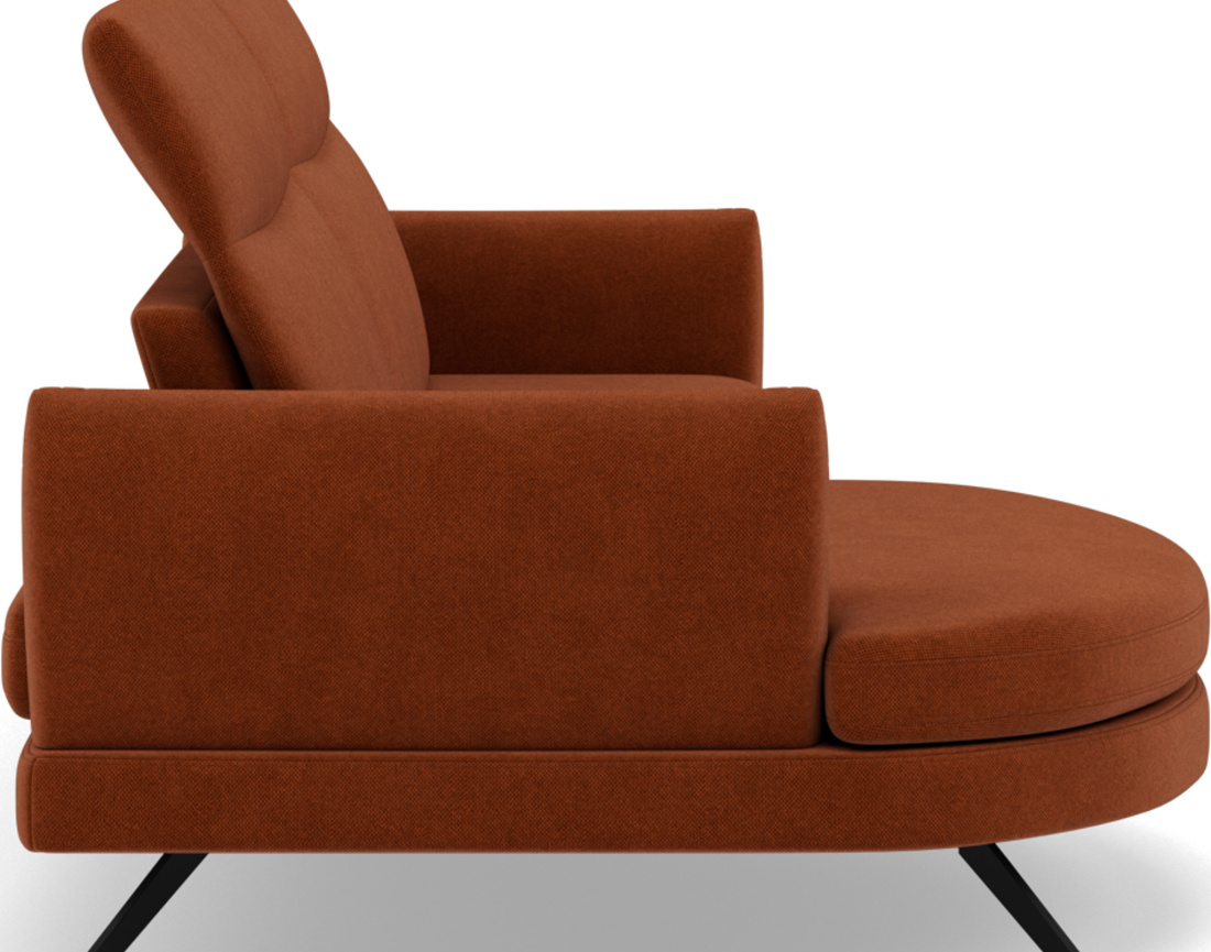 Canapé d'angle gauche 4 places avec têtières réglables en tissu texturé Terry