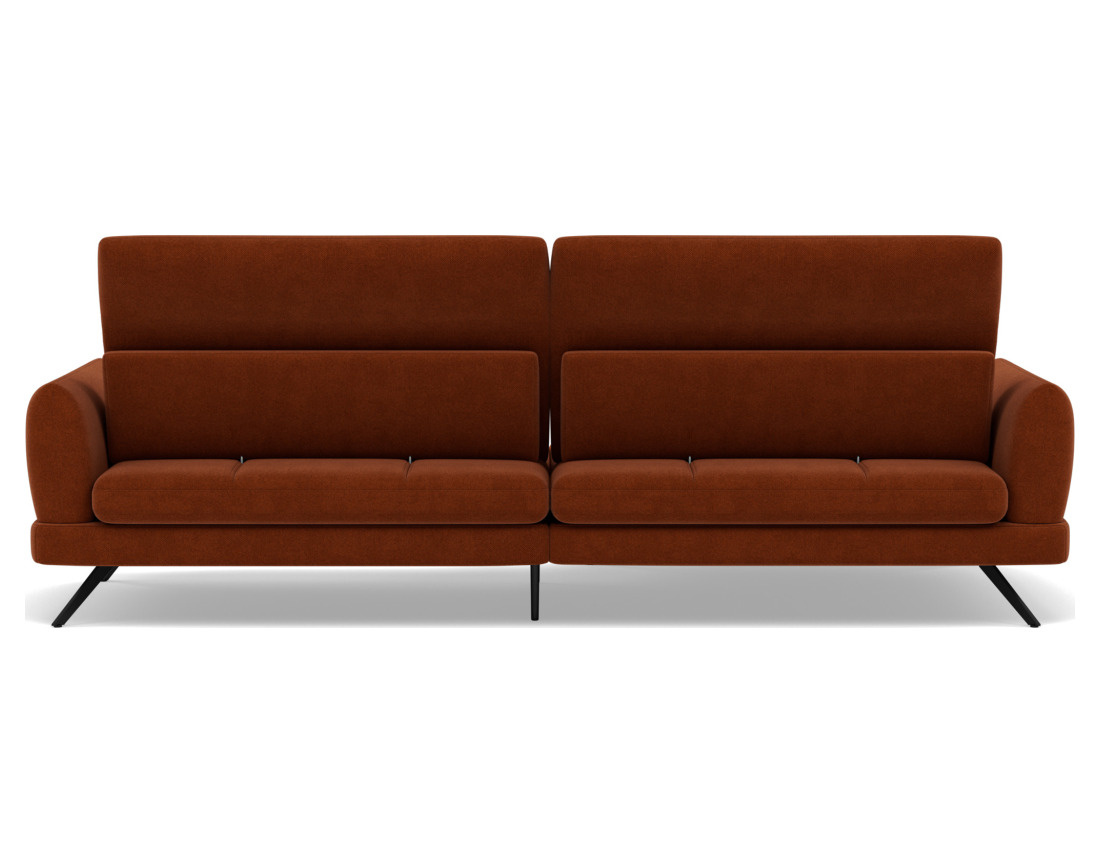 Canapé d'angle gauche 4 places avec têtières réglables en tissu texturé Terry