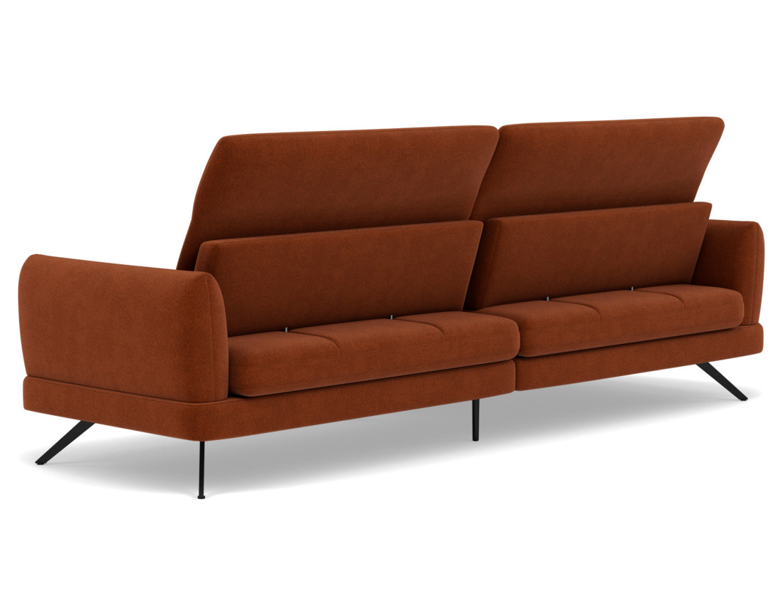 Canapé d'angle gauche 4 places avec têtières réglables en tissu texturé Terry