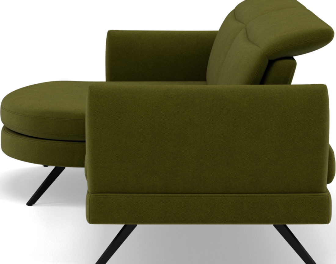 Canapé d'angle gauche 4 places avec têtières réglables en tissu texturé Terry