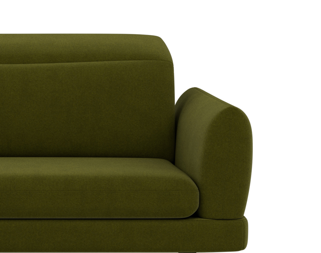 Canapé d'angle gauche 4 places avec têtières réglables en tissu texturé Terry