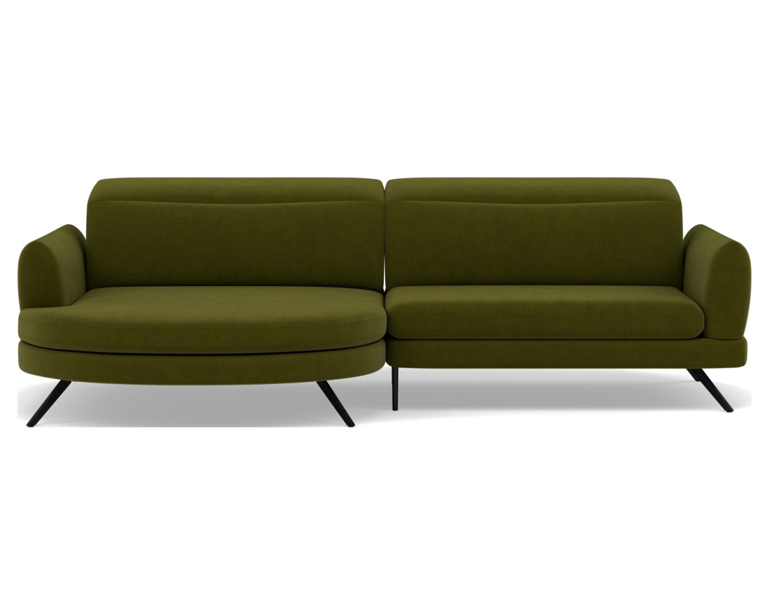 Canapé d'angle gauche 4 places avec têtières réglables en tissu texturé Terry