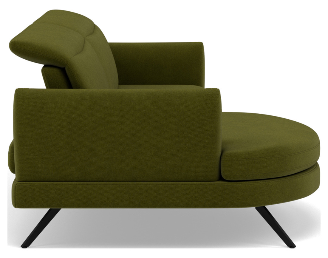 Canapé d'angle gauche 4 places avec têtières réglables en tissu texturé Terry