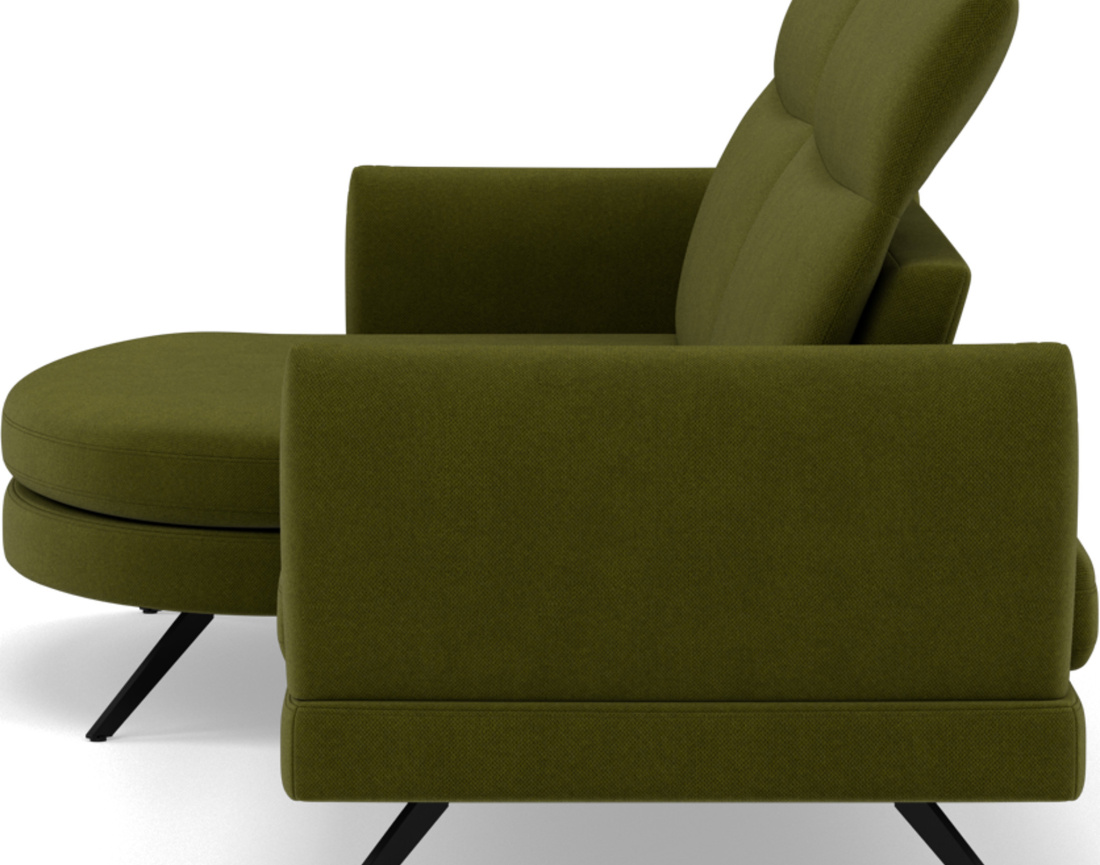 Canapé d'angle gauche 4 places avec têtières réglables en tissu texturé Terry