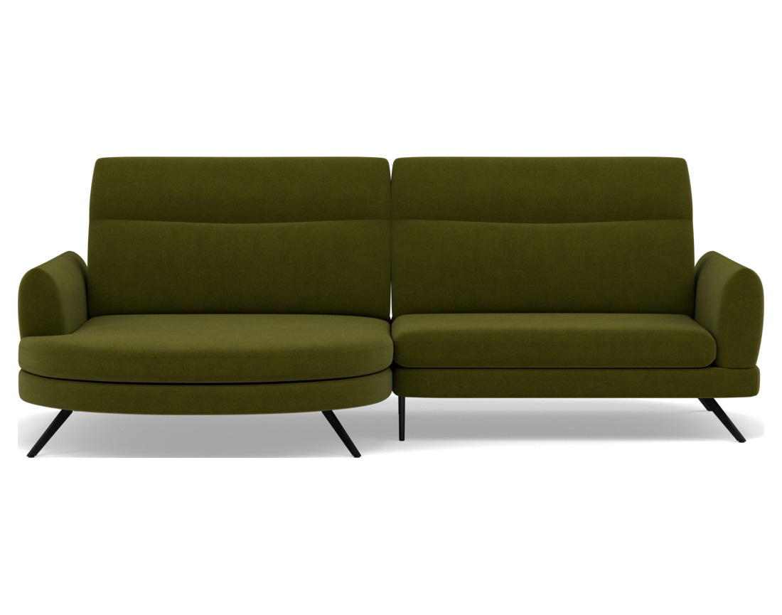 Canapé d'angle gauche 4 places avec têtières réglables en tissu texturé Terry