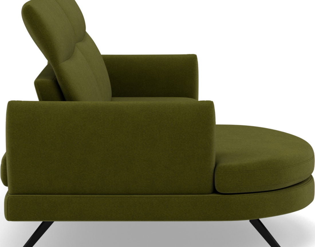 Canapé d'angle gauche 4 places avec têtières réglables en tissu texturé Terry