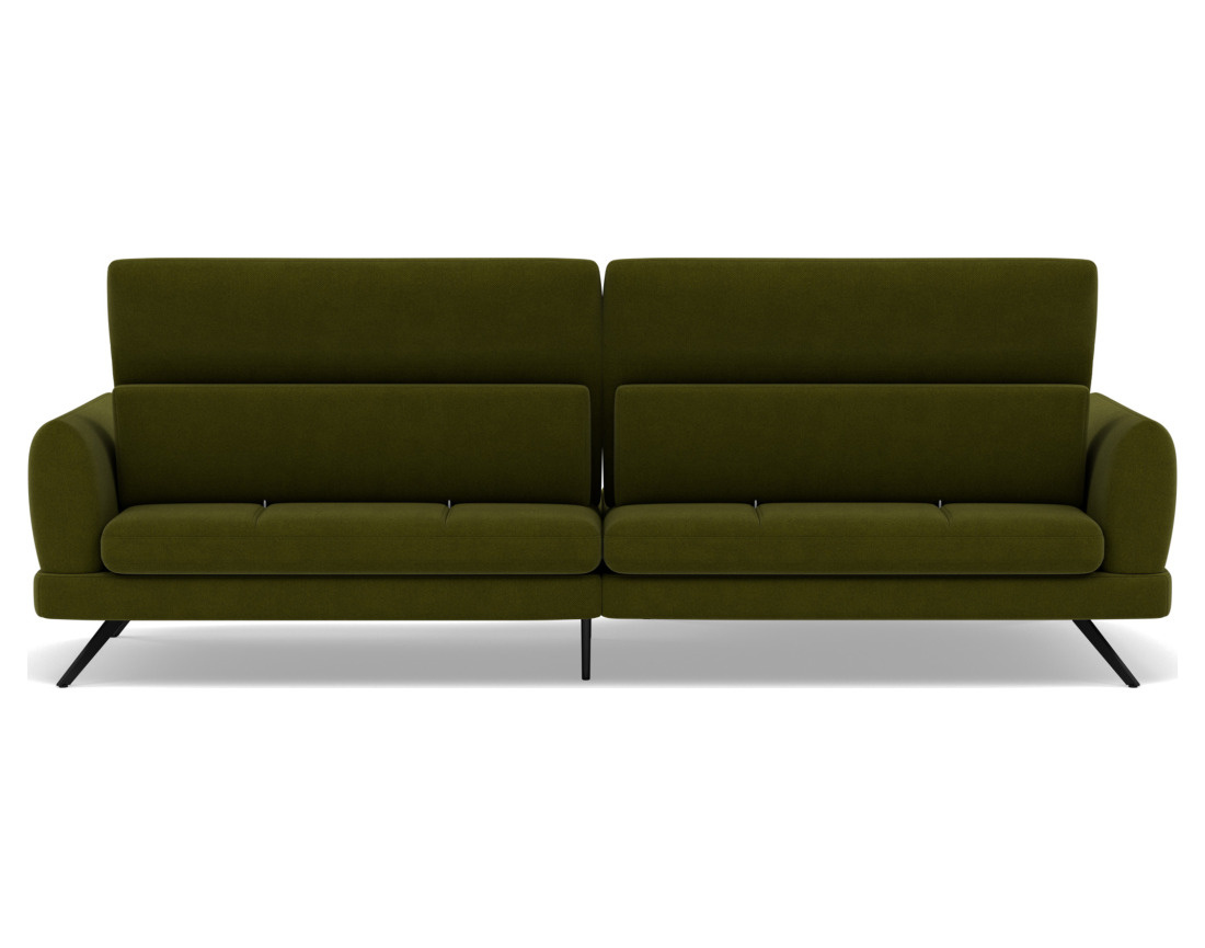 Canapé d'angle gauche 4 places avec têtières réglables en tissu texturé Terry