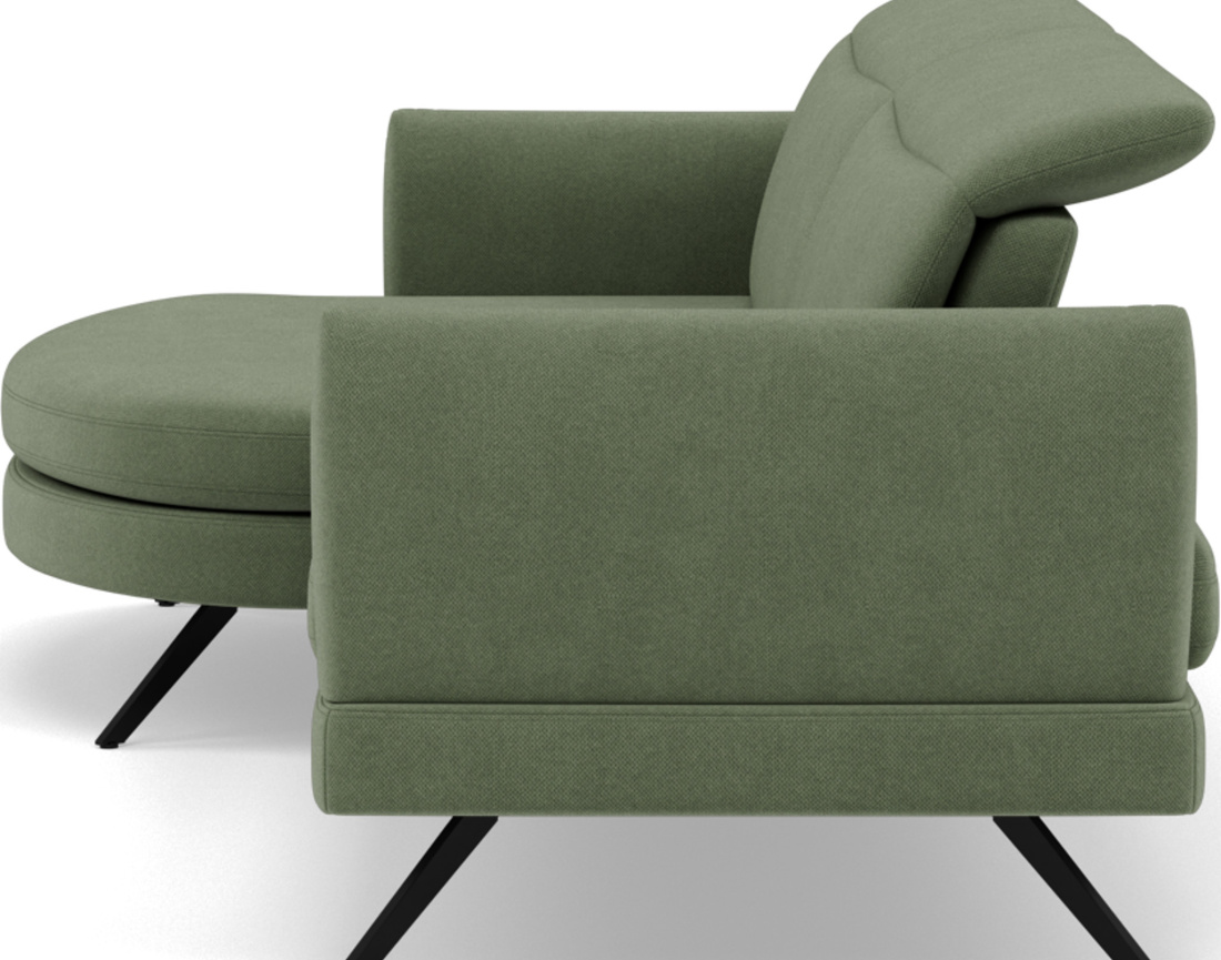 Canapé d'angle gauche 4 places avec têtières réglables en tissu texturé Terry