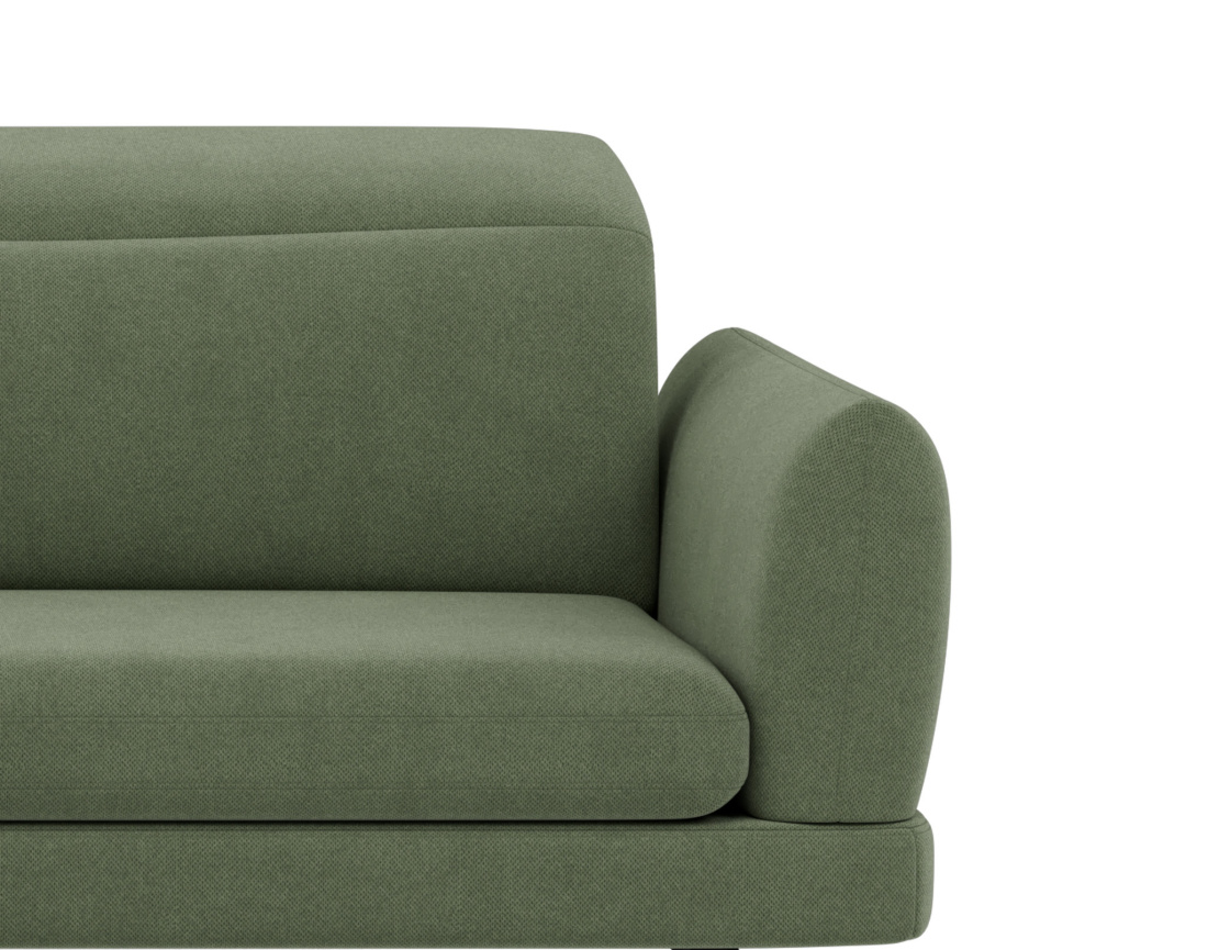 Canapé d'angle gauche 4 places avec têtières réglables en tissu texturé Terry