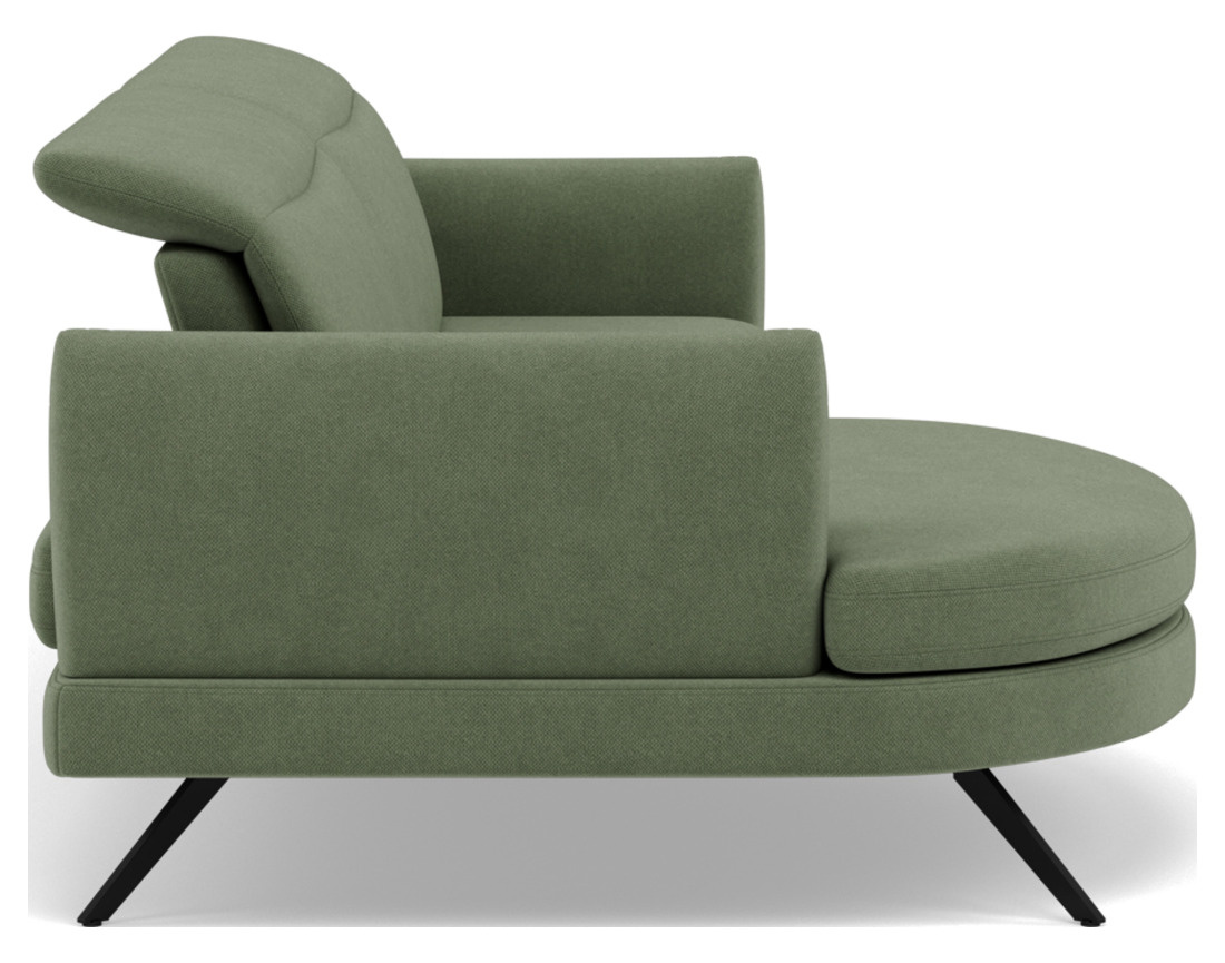 Canapé d'angle gauche 4 places avec têtières réglables en tissu texturé Terry