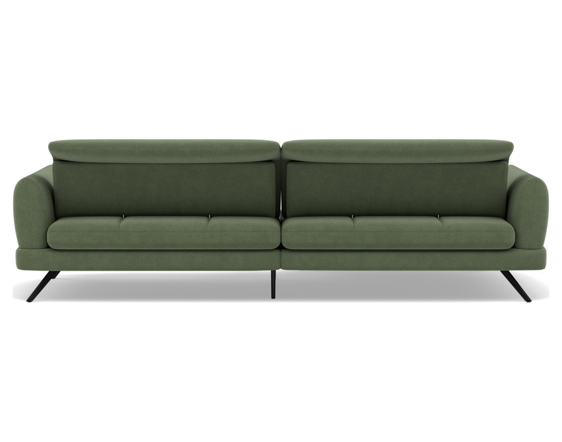 Canapé d'angle gauche 4 places avec têtières réglables en tissu texturé Terry