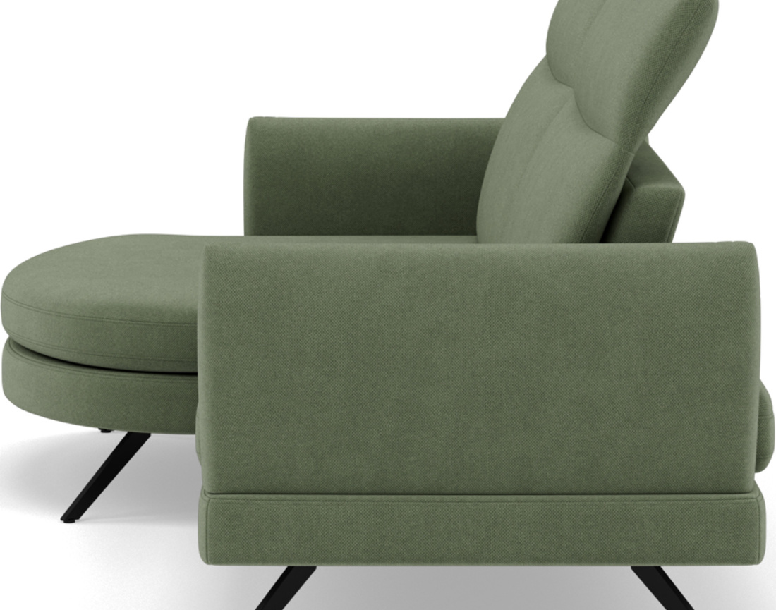 Canapé d'angle gauche 4 places avec têtières réglables en tissu texturé Terry