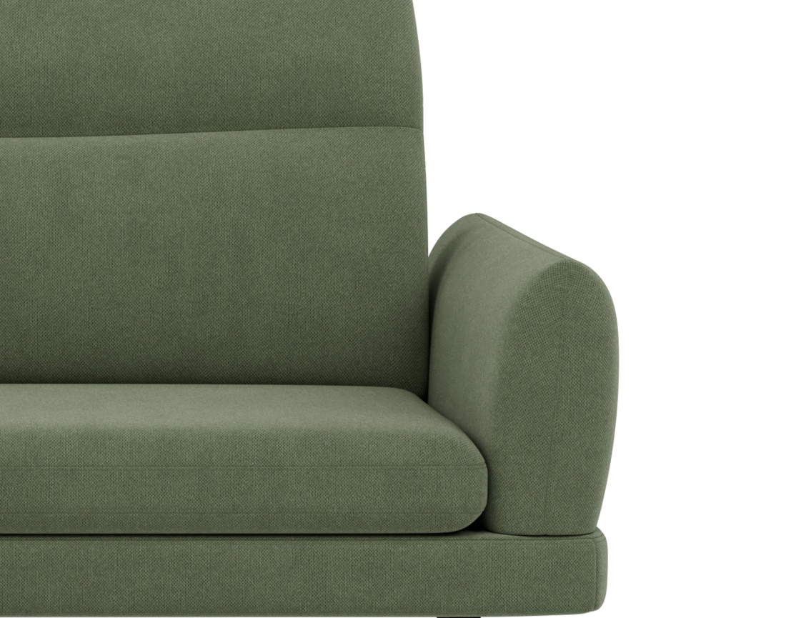 Canapé d'angle gauche 4 places avec têtières réglables en tissu texturé Terry