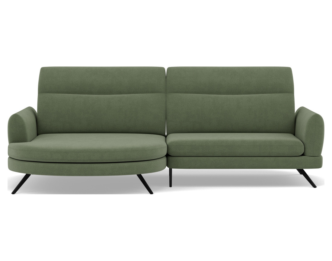 Canapé d'angle gauche 4 places avec têtières réglables en tissu texturé Terry