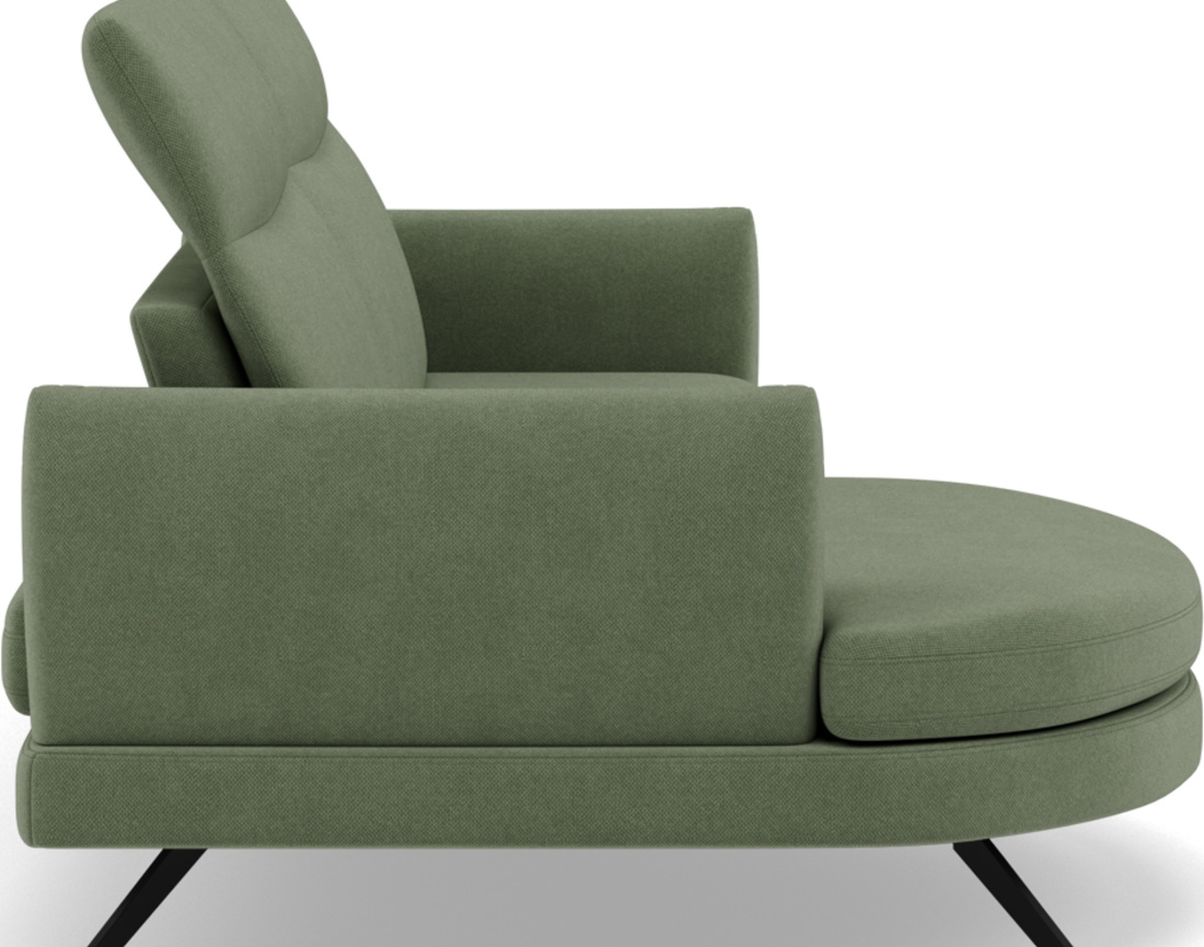 Canapé d'angle gauche 4 places avec têtières réglables en tissu texturé Terry