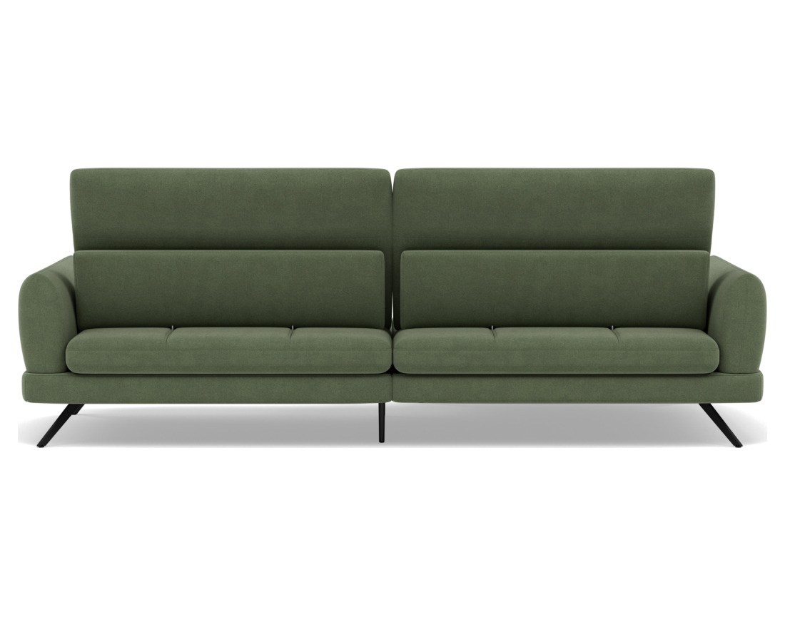 Canapé d'angle gauche 4 places avec têtières réglables en tissu texturé Terry