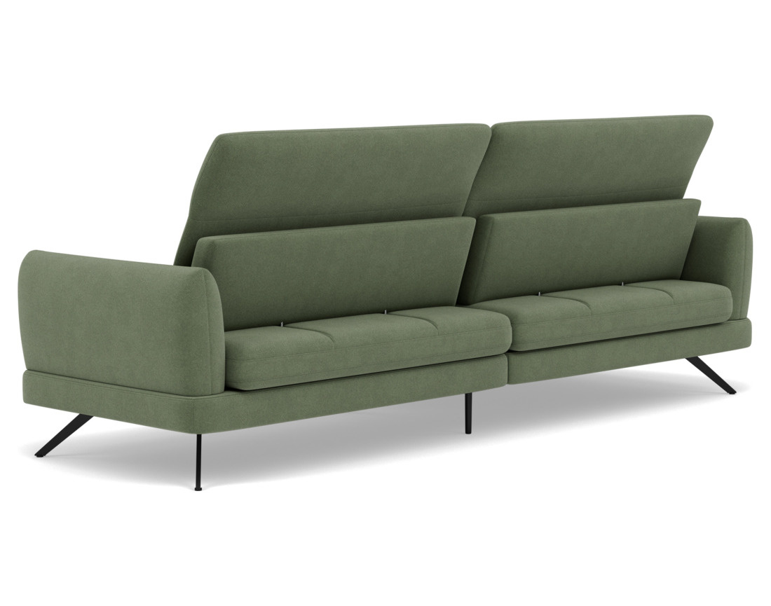 Canapé d'angle gauche 4 places avec têtières réglables en tissu texturé Terry