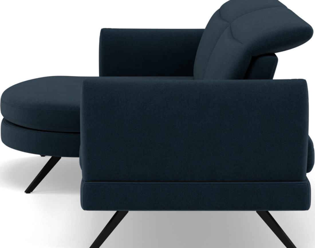 Canapé d'angle gauche 4 places avec têtières réglables en tissu texturé Terry