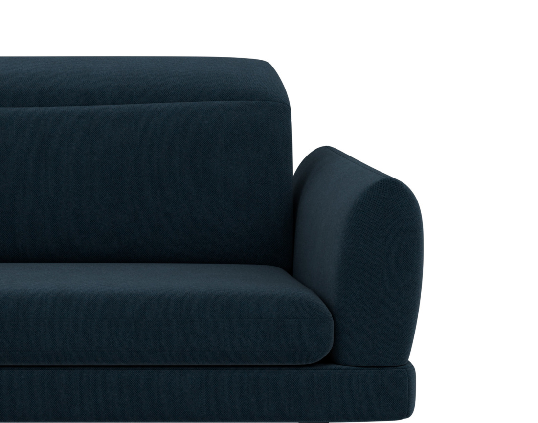 Canapé d'angle gauche 4 places avec têtières réglables en tissu texturé Terry