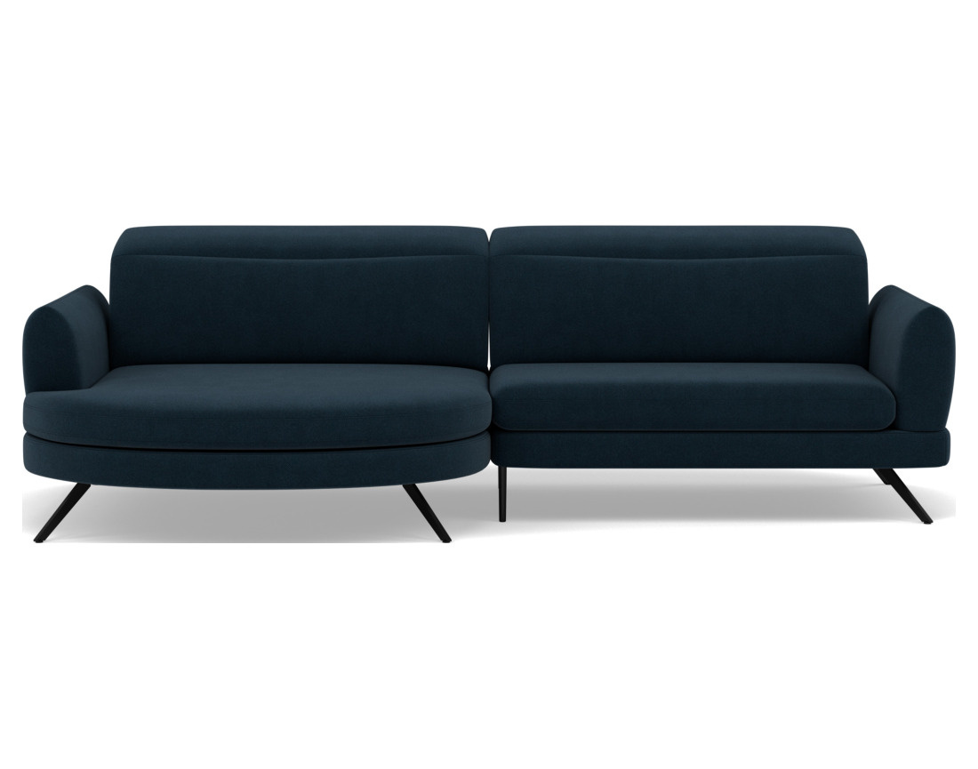 Canapé d'angle gauche 4 places avec têtières réglables en tissu texturé Terry